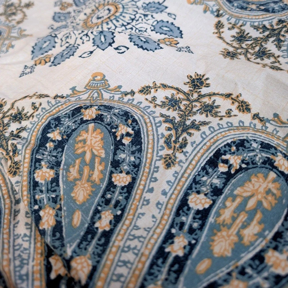 Lauren Ralph Lauren Paisley Medallion Cotton Pillow Standard Sham Set Blue Gold